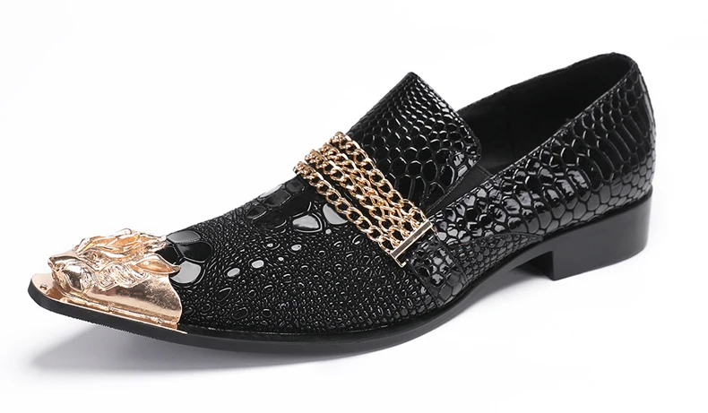 Herrenschuhe aus echtem Rindsleder mit Pythonmuster und Nadelverzierung für formelle Anlässe im Herbst, Modellausstellungen und geschäftliche Gelegenheiten. – Detail 8