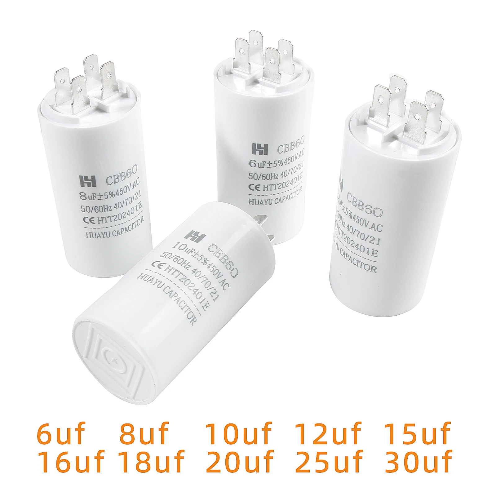 CBB60 Capacitor 450VAC Double Insert 50/60hz Electric Replacement Start Run Capacitor For Air Compressor Water Pump Motor