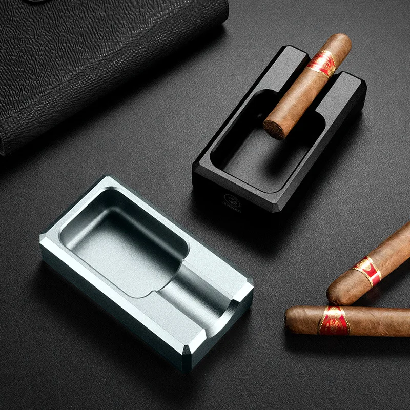 Portable Matte Metal Ashtray Cigar Ashtray Large-Caliber Cuba Cigar Holder Home Tobacco Cigarette Smoking Accessories