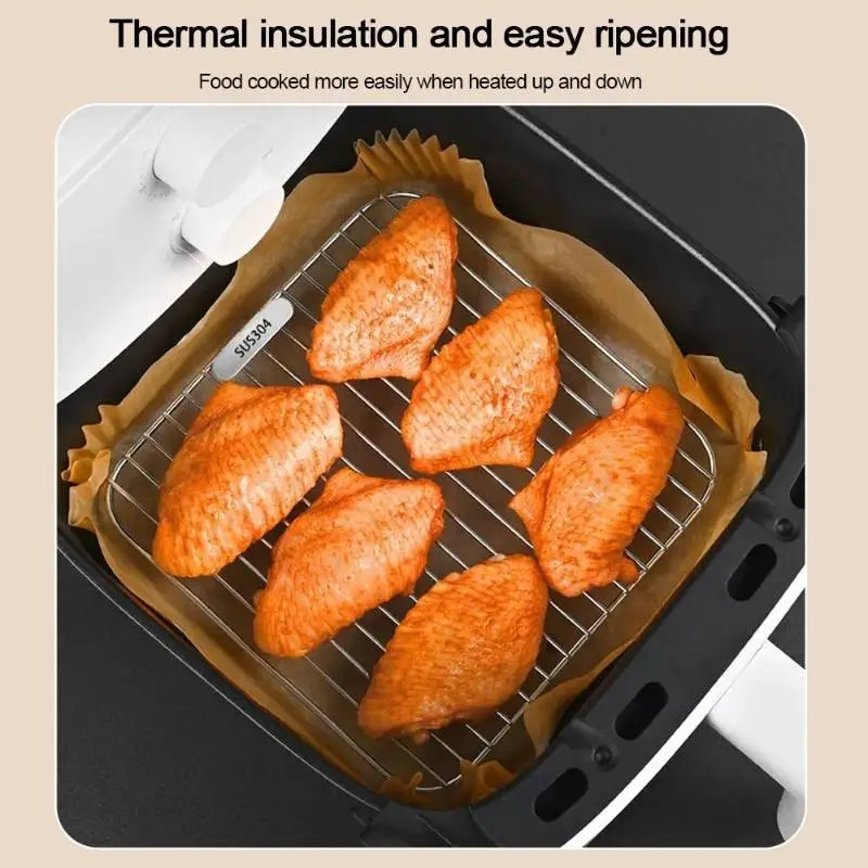 304 Stainless Steel Oil Drain Rack Heat Resistant Easy Clean Air Fryer Accessory Kitchen Baking Roasting Grilling Tool