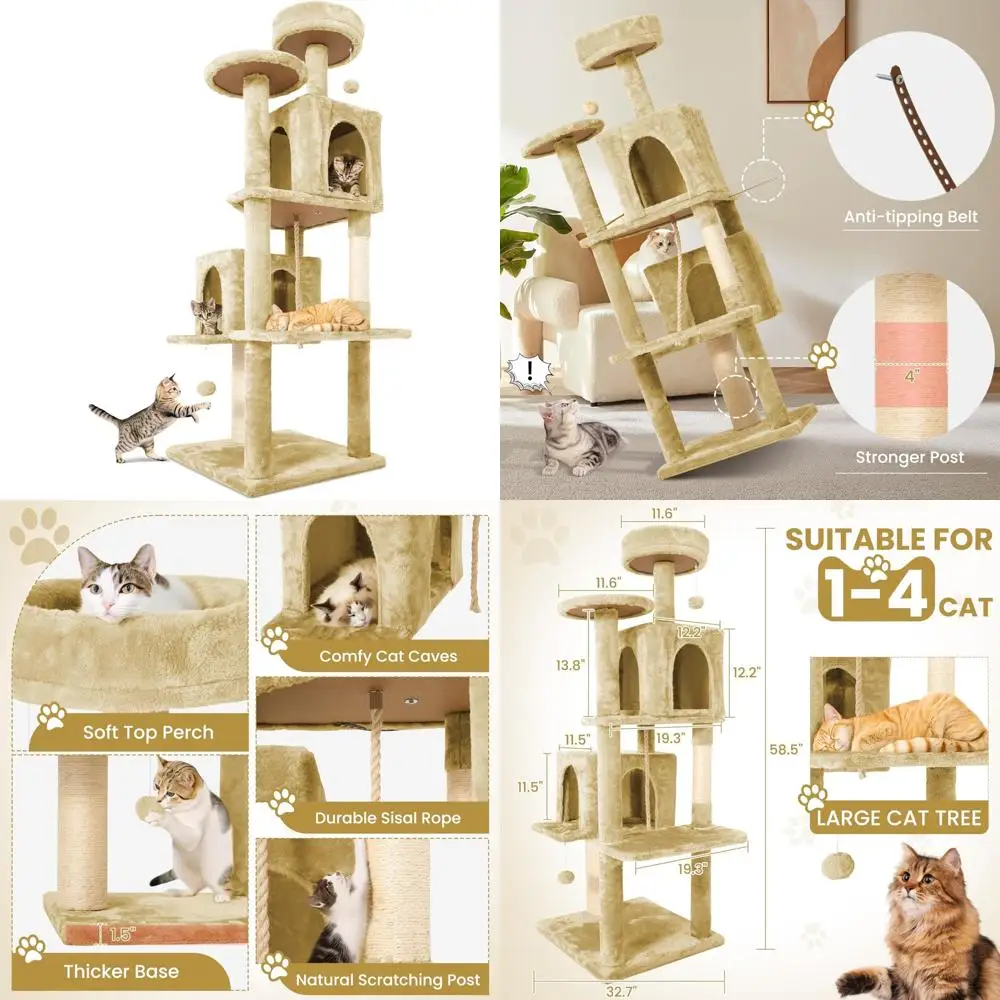 

Комнатная многоуровневая плюшевая башня для кошачьего дерева с вращающейся пещерой для больших кошек