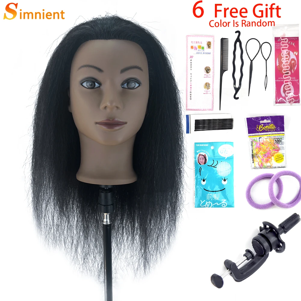 Afro Mannequin Hoofden voor Vlechten Maniquí Haar Poppen Echte Menselijke Training Kapper Model Natuurlijke vrouwen Kappers Kit Pruiken