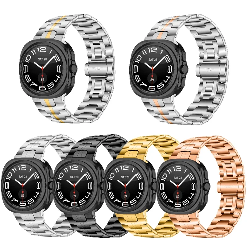 Curved End Stainless Steel Band For Samsung Galaxy Watch Ultra 47mm No Gaps Quick Fit Strap For GALAXY ULTRA 47mm Metal Bracelet