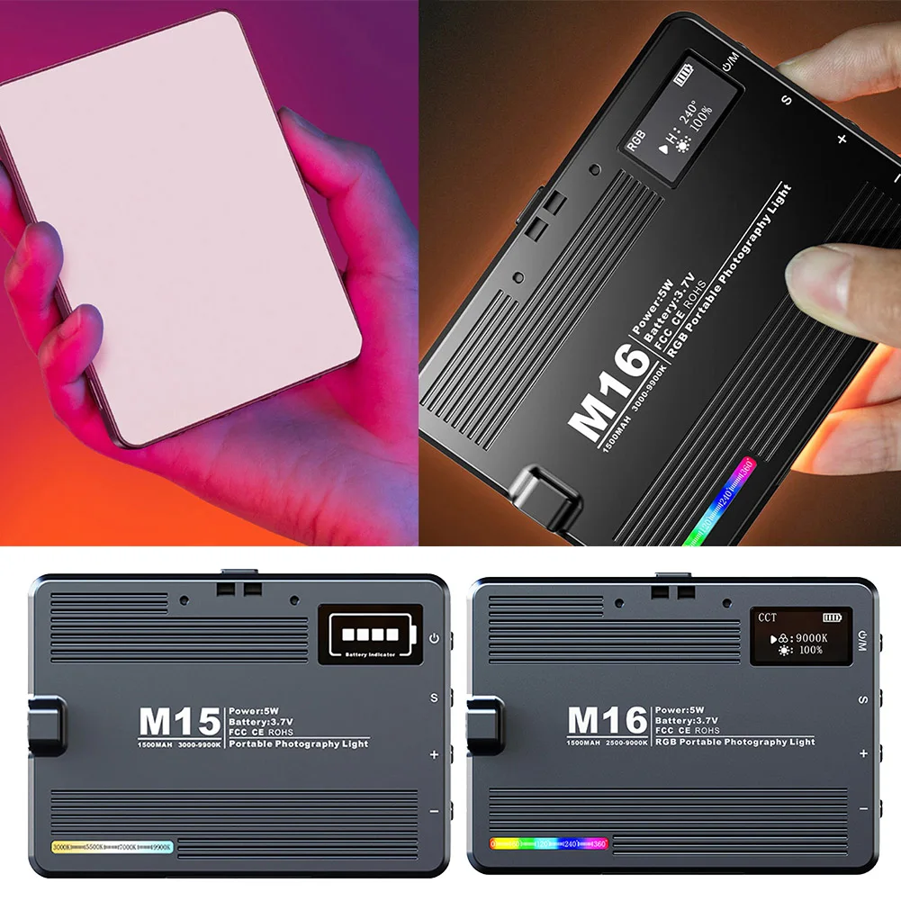 

Светодиодная панель для фото- и видеосъемки 3000-9900K, 1500 мАч, с регулировкой яркости, для камер и видеоблогинга