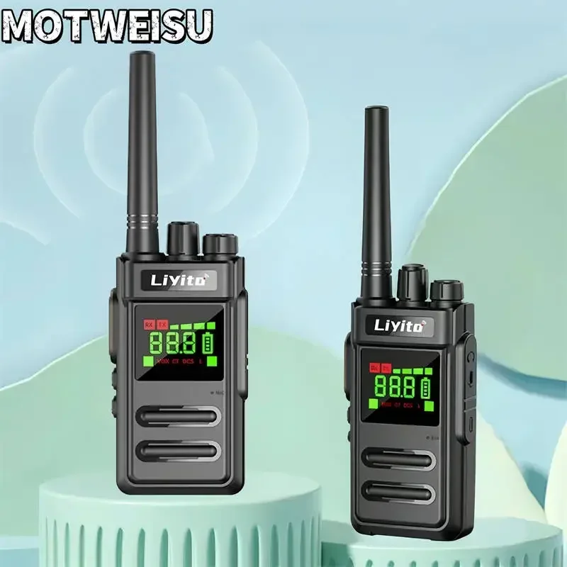 best-sales-2-pack-high-power-long-range-uhf-walkie-talkie-rechargeable-two-way-radio-with-led-display-flashlight-15-days-standby