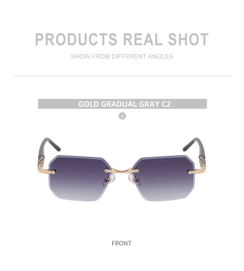 Quadratische randlose Punk-Sonnenbrille für Herren 2026 – Luxusmarke, trendige UV400-Fahrerbrille, polygonale rahmenlose Sonnenbrille für Männer – Detail 14