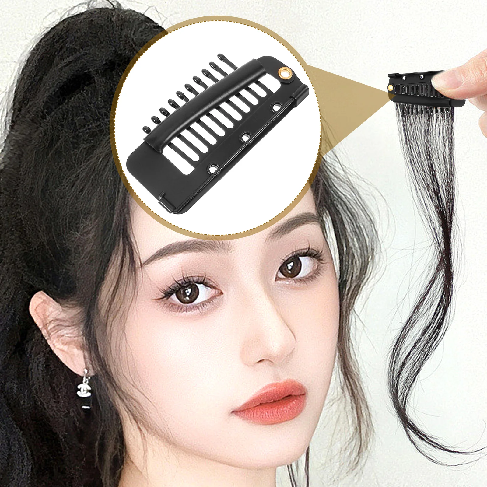 

8pcs Black Hair Clips for Extensions with 10 Teeth Snap Combs Beret Fixing Clips Making Tools Hair Weave Accessories