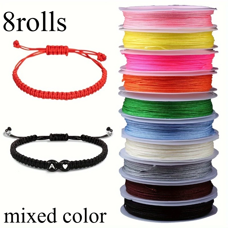 8rolls Rope Set - Chinese knot thread used in jewelry making, for stringing beads on bracelets, necklaces, and anklets.