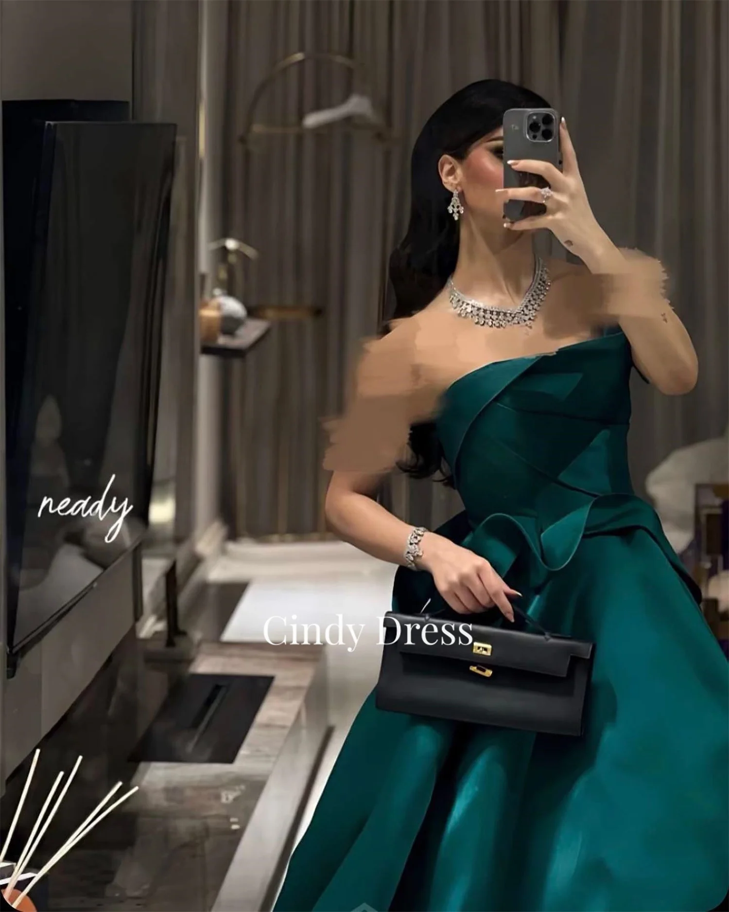 Satin Tube Top A-line Green Saudi Elegant Party Dresses for Women Luxury Gala Dress Woman Evening Customized Ladies Long Gown