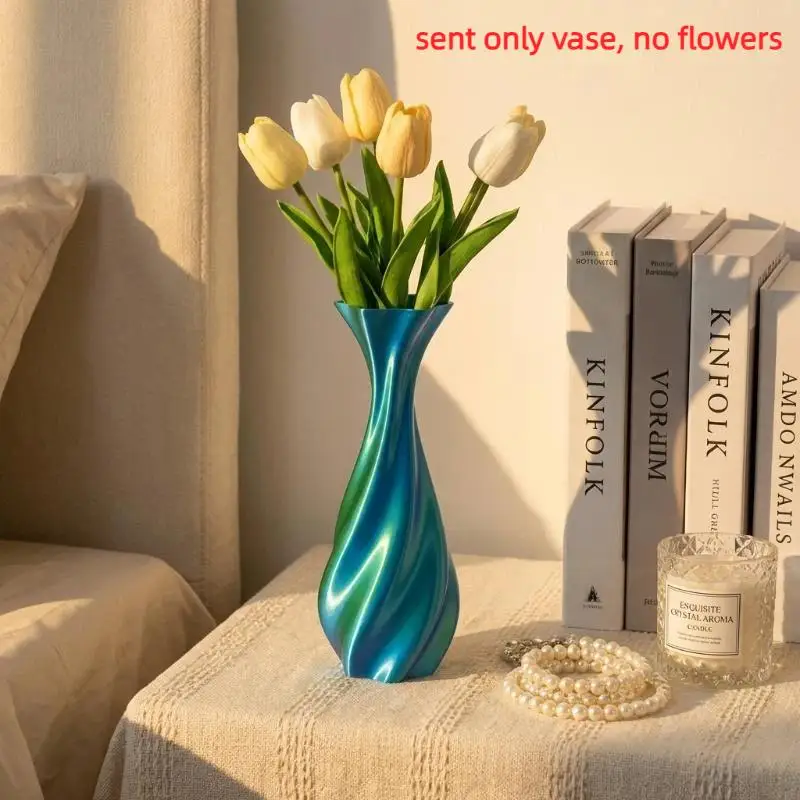 Twisted Design 3D Printed Flower Vases Flower Arrangement Gradient Color Decorative Flowerpot Plant Pot Home Desktop Decorations