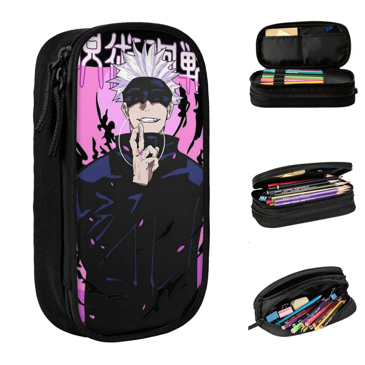 Gojo Satoru astucci per matite Jujutsu Kaisen Anime Pen Box Pencil Bags Girl Boy Large Storage materiale scolastico astuccio per matite cosmetiche