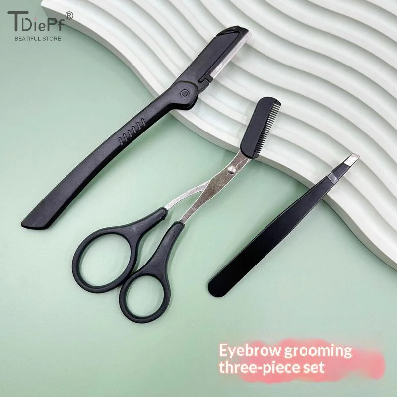 3pcs Set Eyebrow Kit For Women And Men Stainless Steel Eyebrow Grooming Set Including Eyebrow Comb Scissor, Eyebrow Trimmer Tool