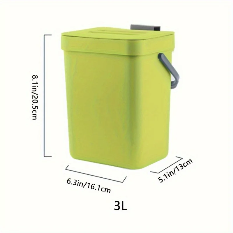 Space-Saving Quiet-Close Trash Can - 3/5L, Eco-Friendly Sealed Bin For Kitchen & Office, No Electricity Needed