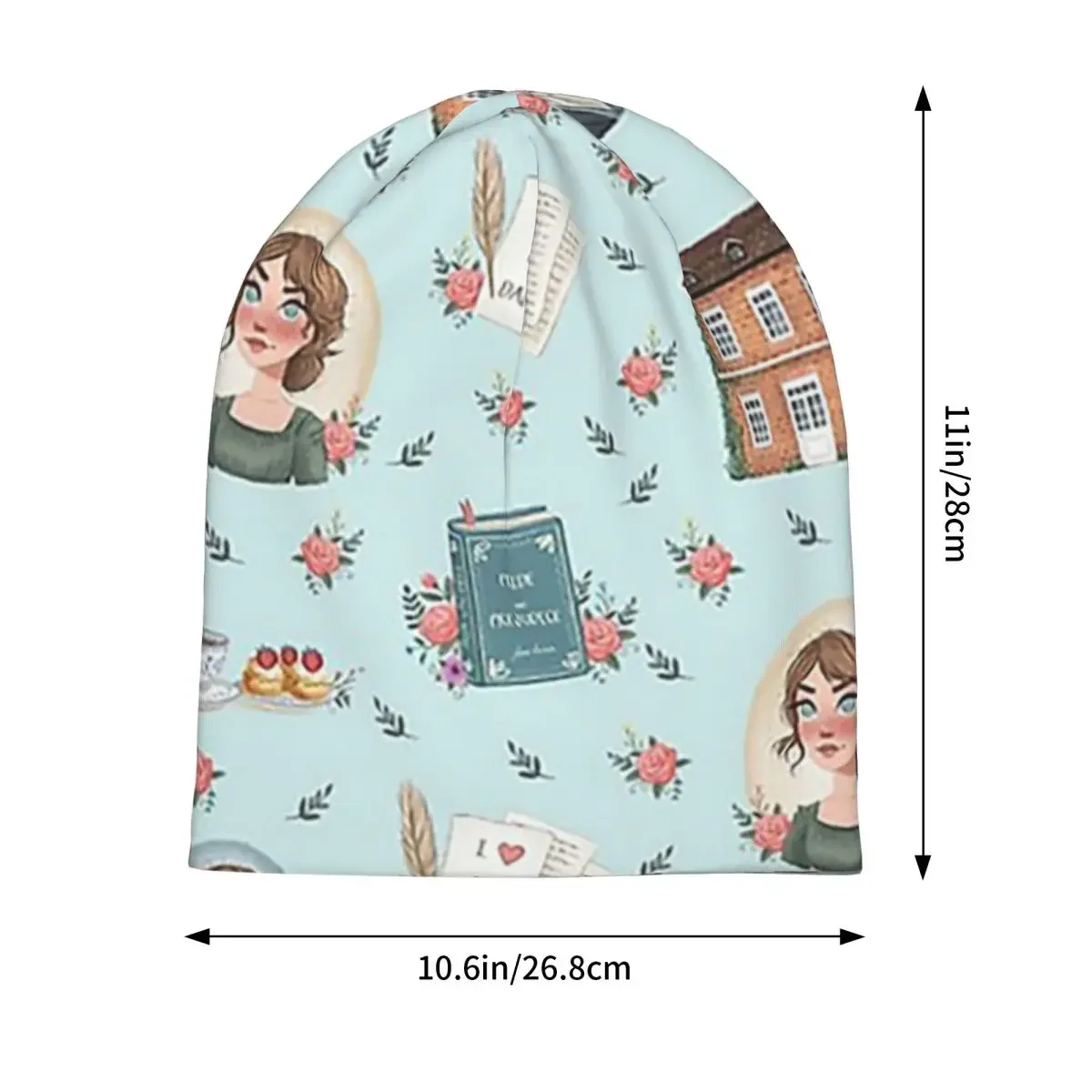 Orgulho e Preconceito - Jane Austen Inspiration Boné de malha quente Moda Bonnet Chapéu Outono Inverno Gorros Chapéus para adultos unissex