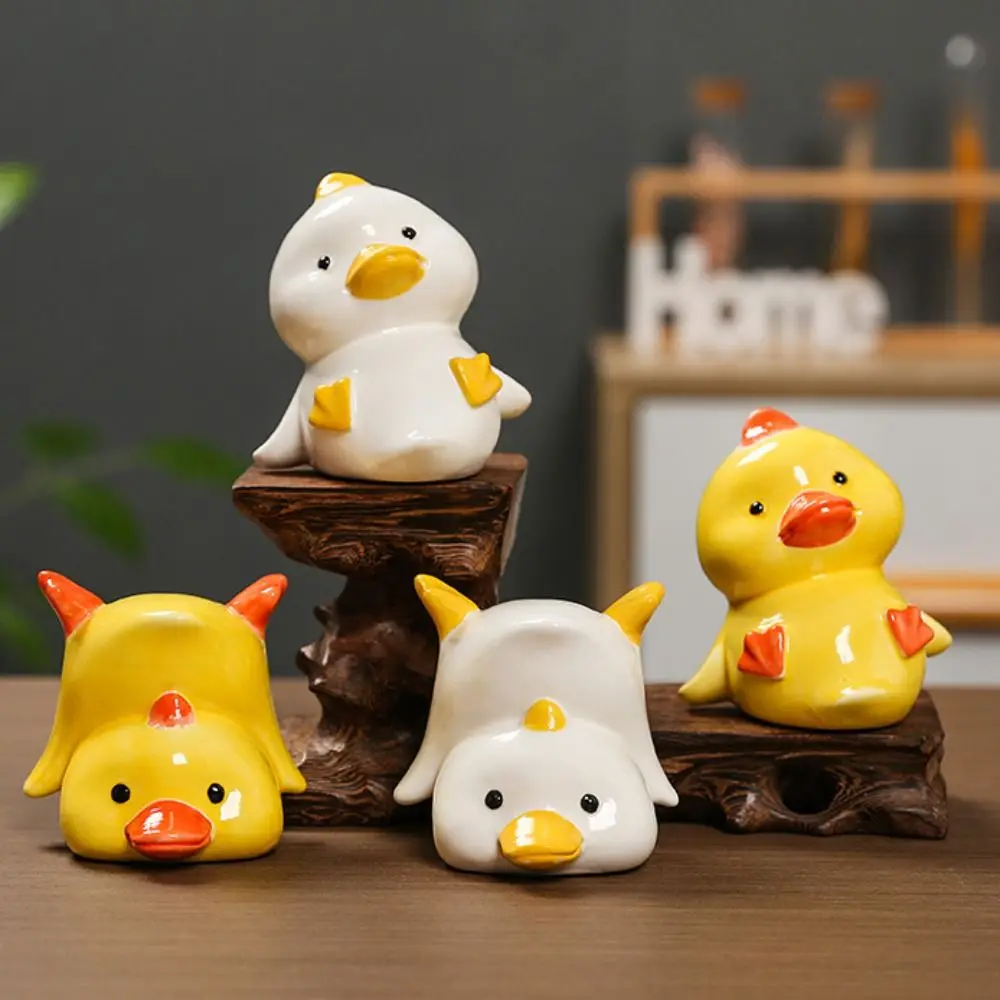 

Ceramic Duck Miniature Figurine Statue Collectible Yellow Duck Ornaments Crafts Cartoon Pet Duck Landscape Decoration