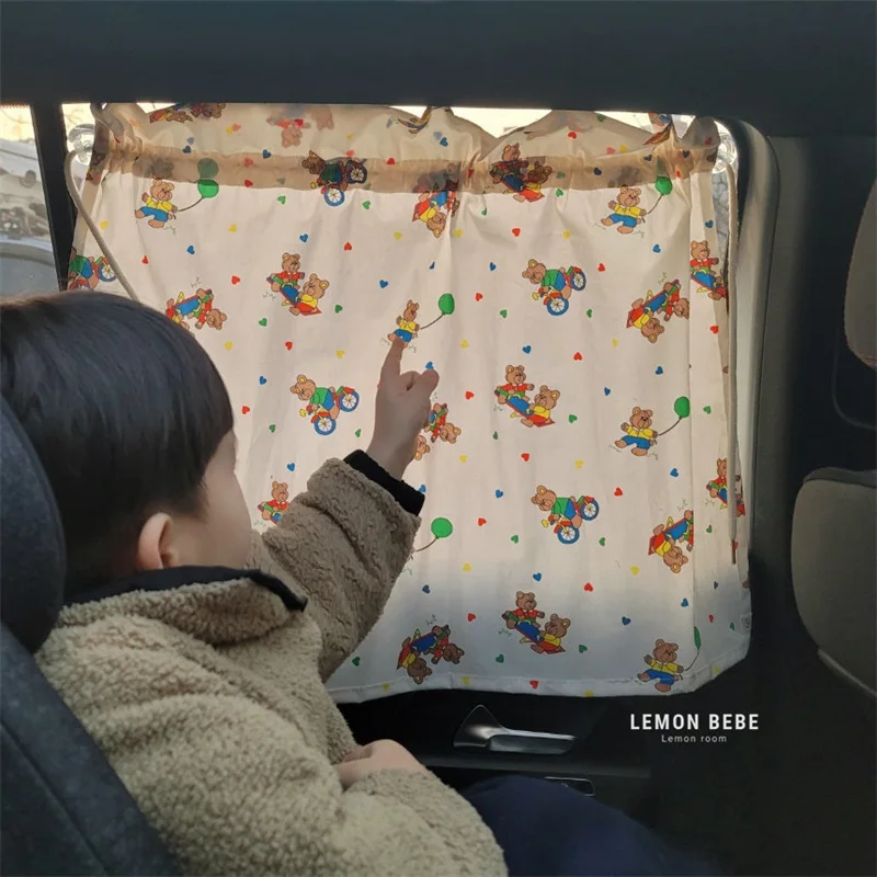 Saugnapf-Vorhang für das Autofenster, Sonnenschutz, Cartoon-Design, universeller Seitenfenster-Sonnenschutz, UV-Schutz für Kinder, Babys und Kleinkinder