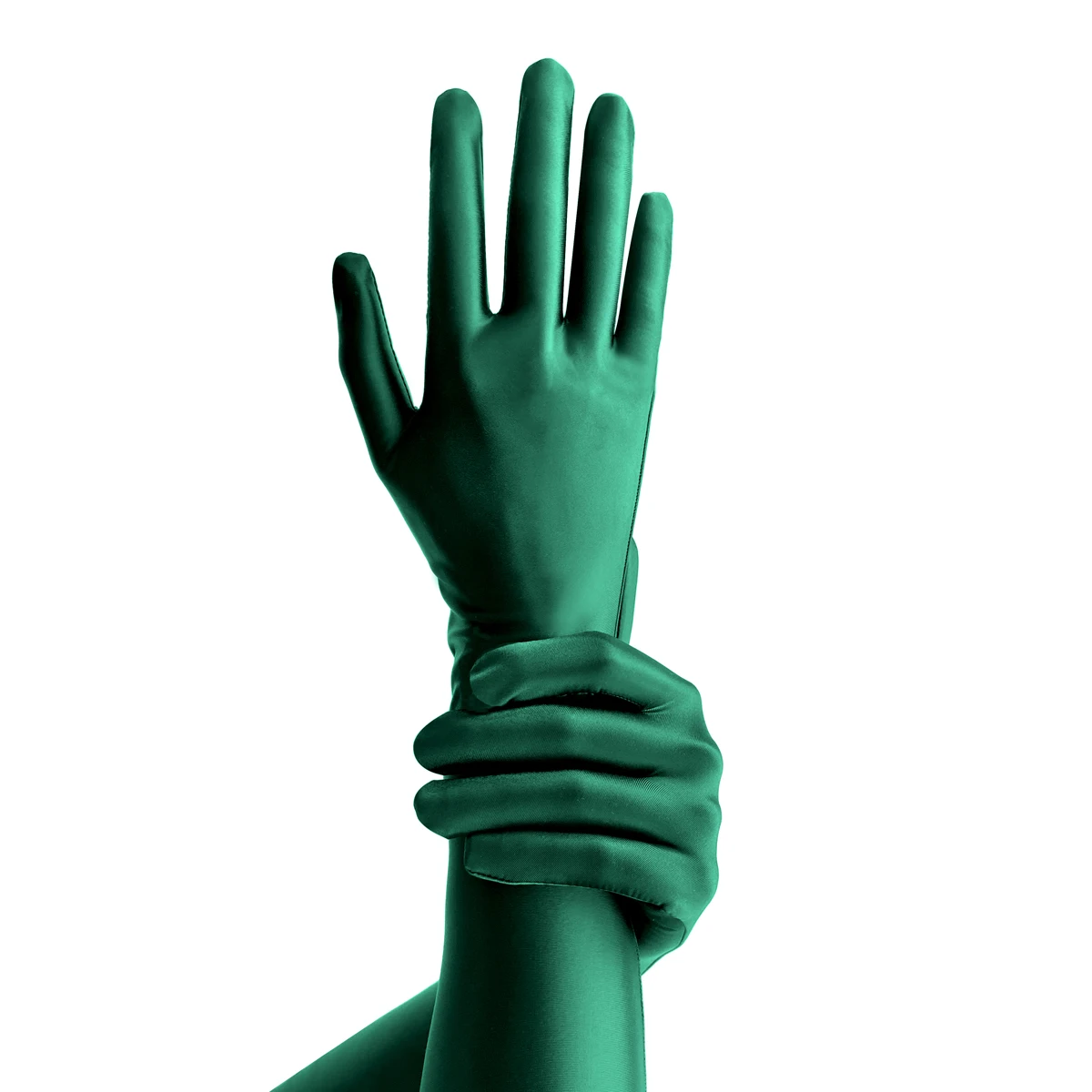 سلسلة AMORESY Alecto لامعة من الألياف اللدنة لون مبهر للحماية من أشعة الشمس الرائعة بخمسة أصابع وأكمام طويلة قفازات ملونة للحفلات التنكرية