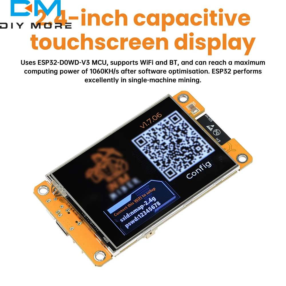 ESP32-DROOM placa de desenvolvimento de display oled de 2.8 polegadas ESP32-2432S028 placa de desenvolvimento adequada para cálculo de taxa hash tipo c