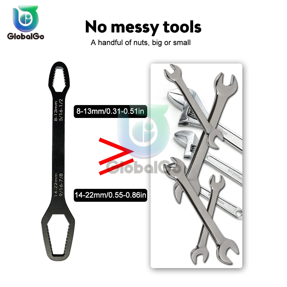 8-22mm Universal Torx Wrench Board Adjustable Double-head Torx Spanner Self-tightening Glasses Wrench Multi-purpose Hand Tool