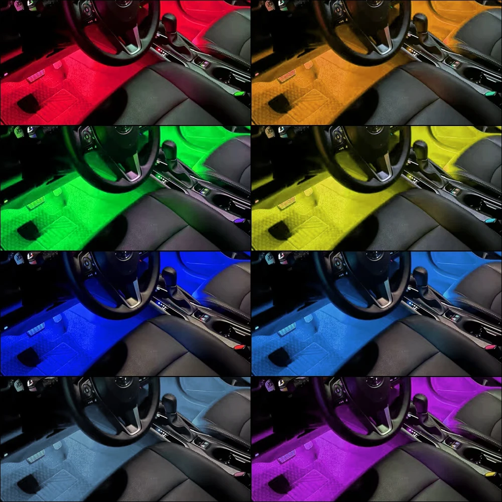 RGB Automotive Atmosphäre Dekorative Lampe Led Innen Licht Streifen Auto Fuß Umgebungs Lichter mit USB Zigarette mit Fernbedienung Stimme – Detail 9