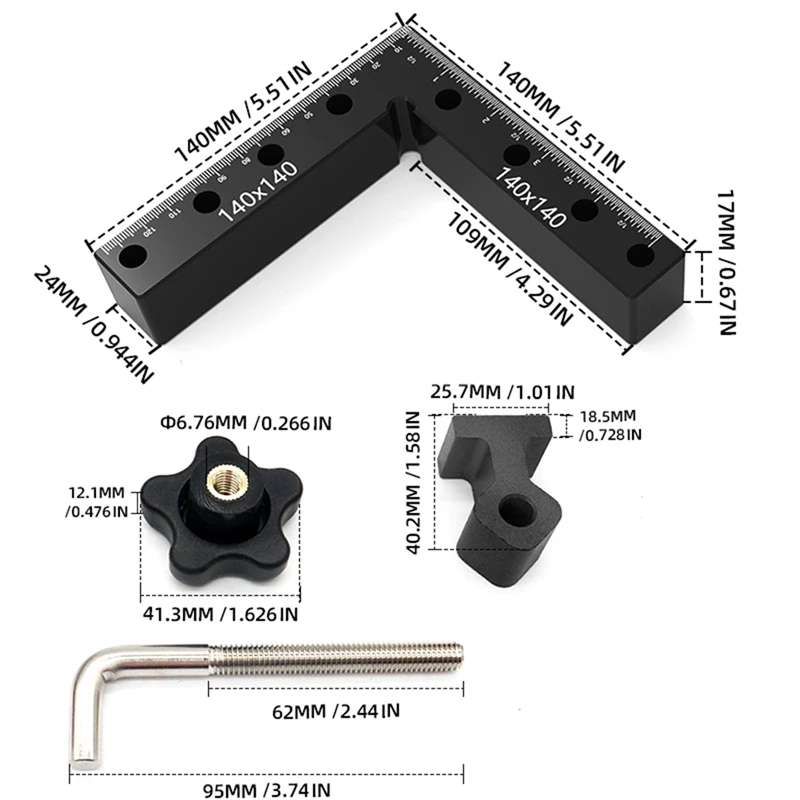 Outil de positionnement à angle droit en alliage d'aluminium, pièces de rechange, carré, pied en L, travail de calcul, puzzle, partenaires