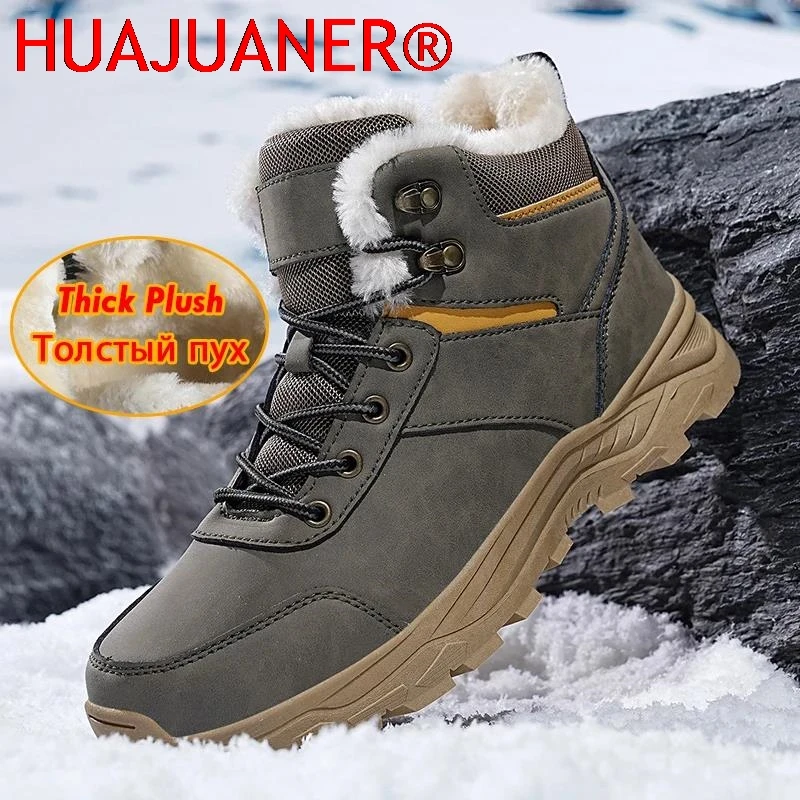 Boots With Fur Plus Size 39-48 Hiking Men Non-slip Outdoor Sneakers High Top Warm Shoes Super Warm Winter Snow