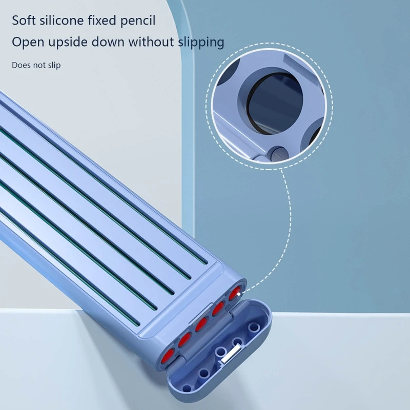 Zestaw papeterii Nolvety zawiera 5 ołówków gumka linijka kompaktowy długopis ABS do etui zapinanego na magnes dla dzieci