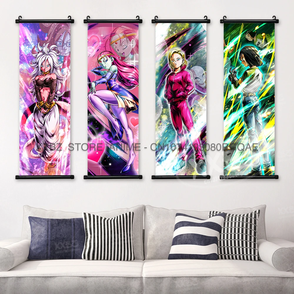 Dragon Ball Z Scrolls Picture Son Goten Poster Gohan Wall Art Vegeta Wallpaper Android 17 Anime Decorative Hanging Painting Cell