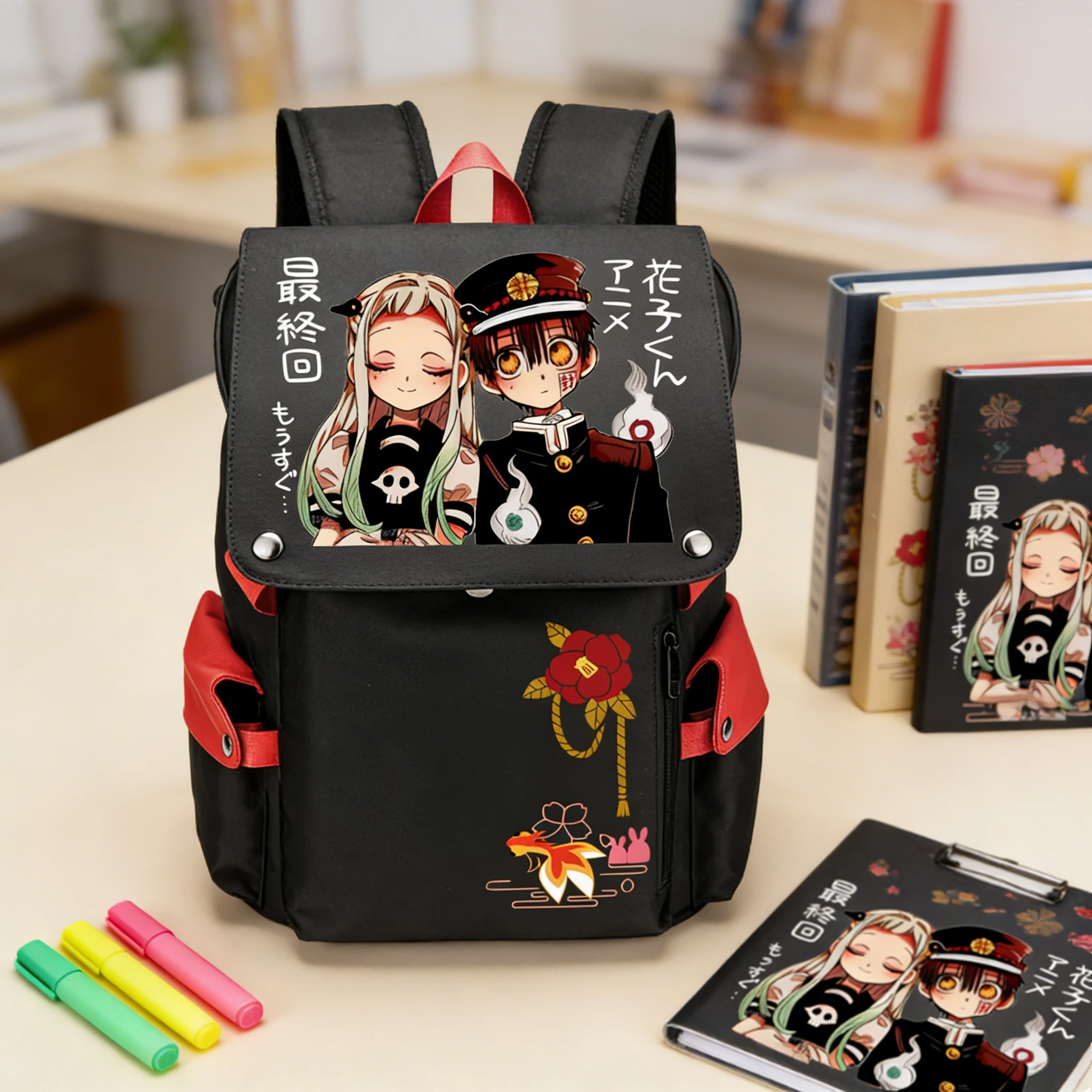 Toilet-Bound Hanako-kun Large Travel Backpack Anime School Bags Boys Teenage Boys Bookbag Oxford USB Charging Laptop Bagpack