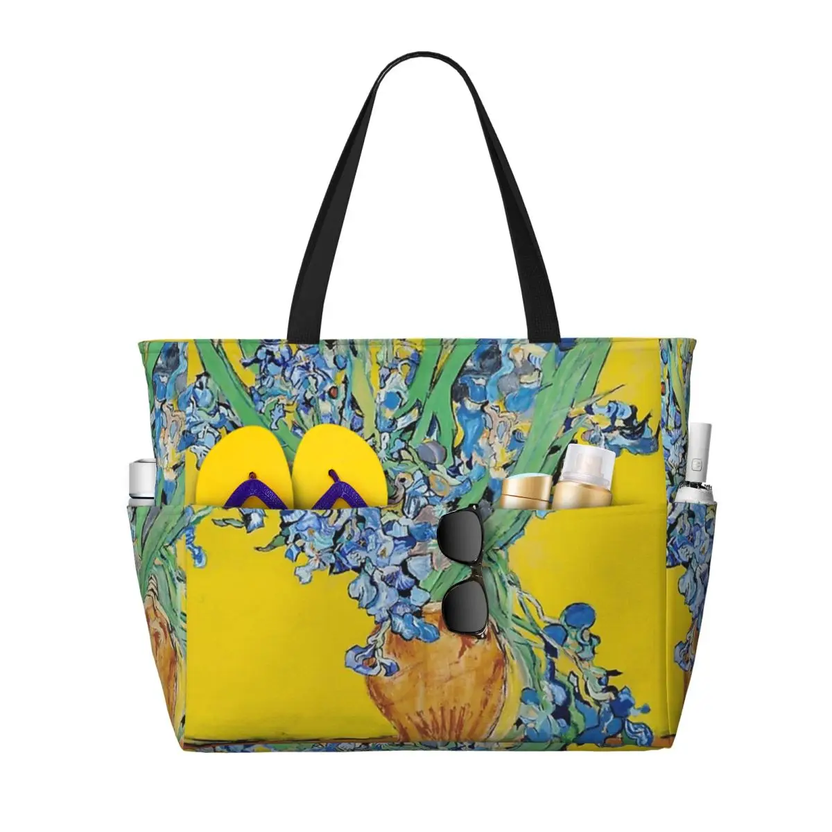 

Vincent Van Gogh Irises Art Flowers Beach Tote Bag Sport Gym Yoga Duffle Large Tote Bag Women Travel Bag Fitness bag
