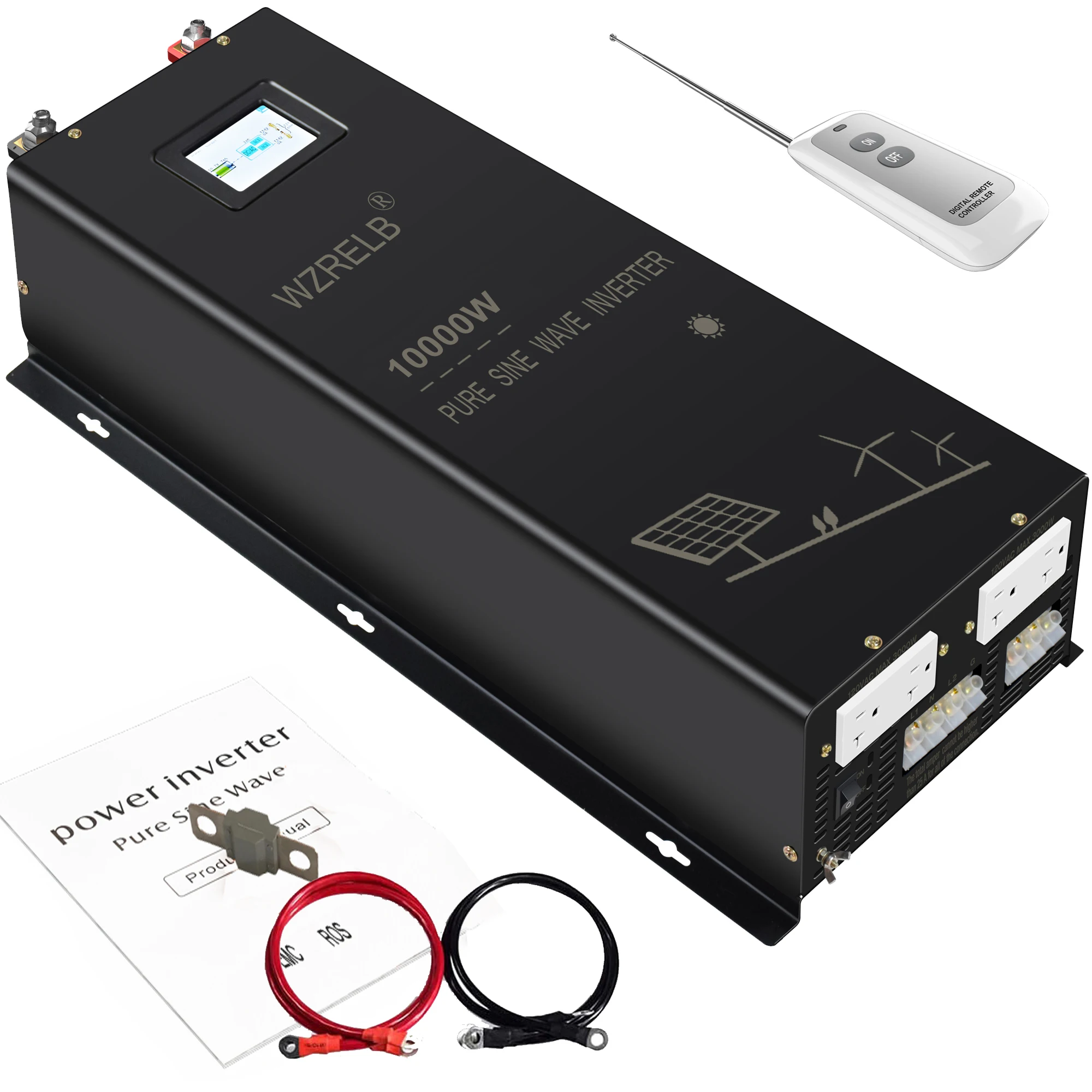 

10000W Remote Control Split-phase Pure Sine Wave Solar Power Inverter 24V/36/48V/96V/110V DC to 110/220V,120/240V AC Converter