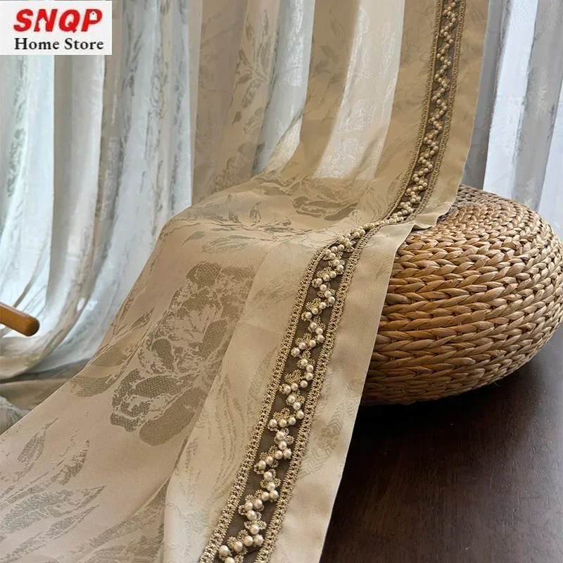 

European Embroidered Luxury Peony Relief Jacquard Tulle Window Sheer Curtains for Living Room Bedroom Dining Custom Size Elegant