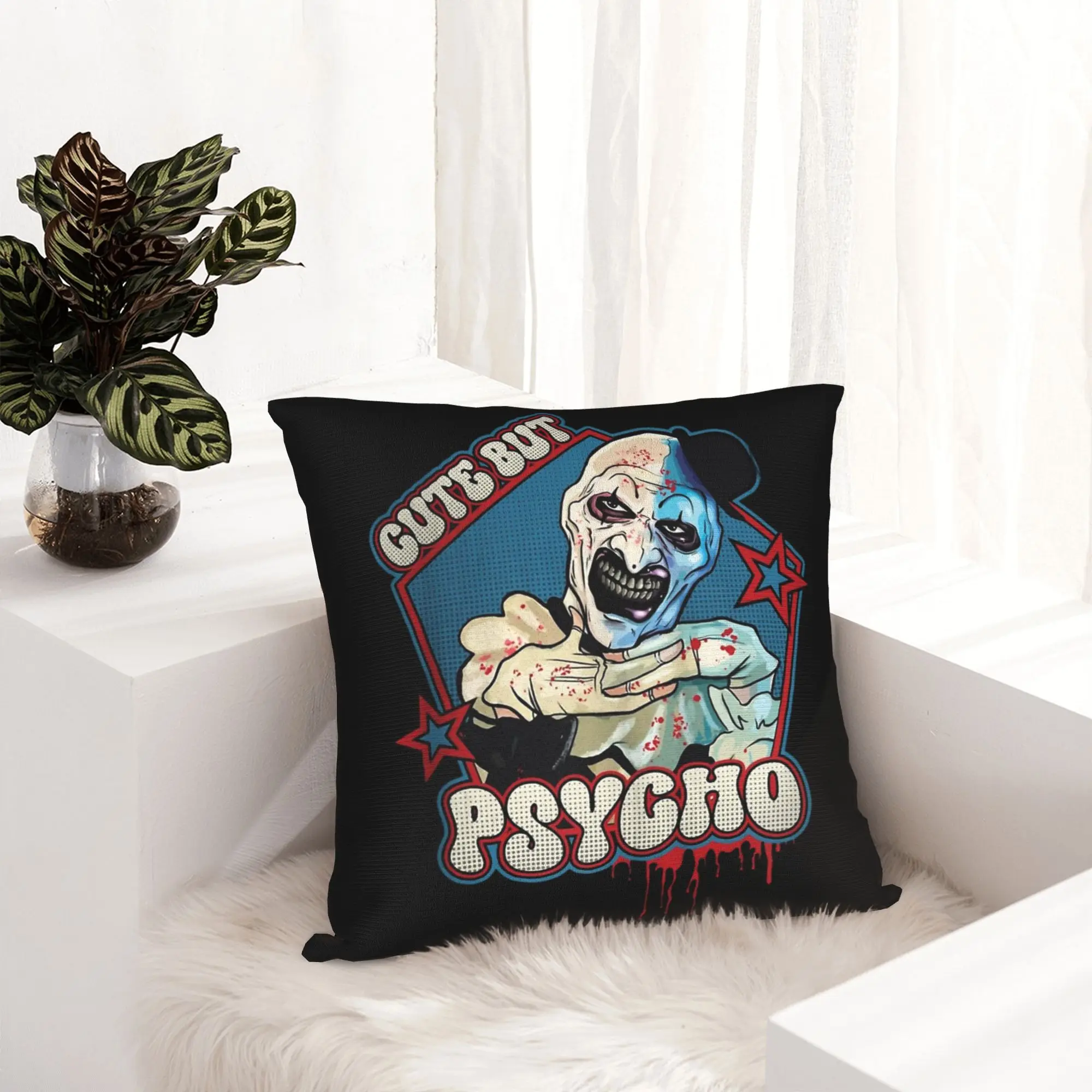 Terrifiers Art The Clown Pillowcase Printed Cushion Cover Decorations Halloween Pillow Case Cover Home Zippered