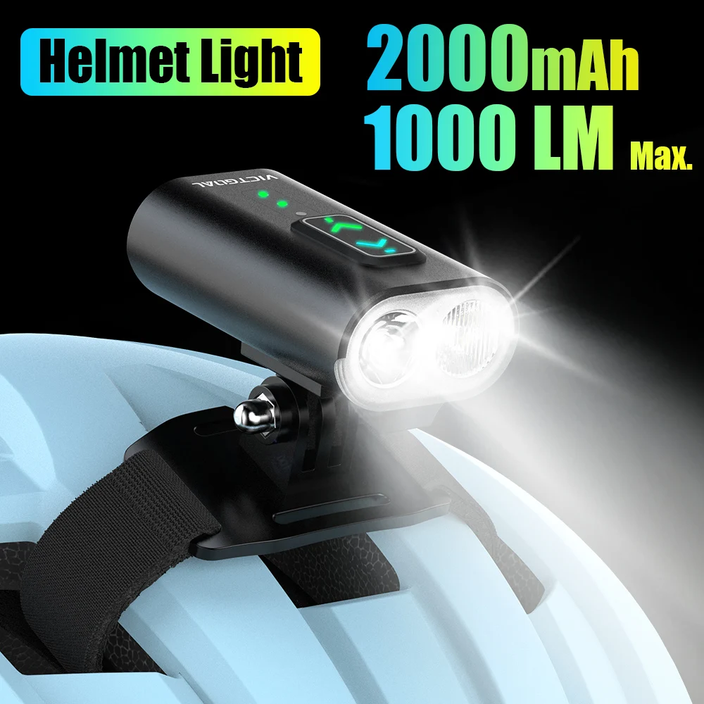 VICTGOAL 1000LM ضوء الدراجة مقاوم للماء وقابل لإعادة الشحن ومصباح أمامي للدراجة اللامع وخوذة ومقود الدراجة لركوب الدراجات الآمنة الليلية #1