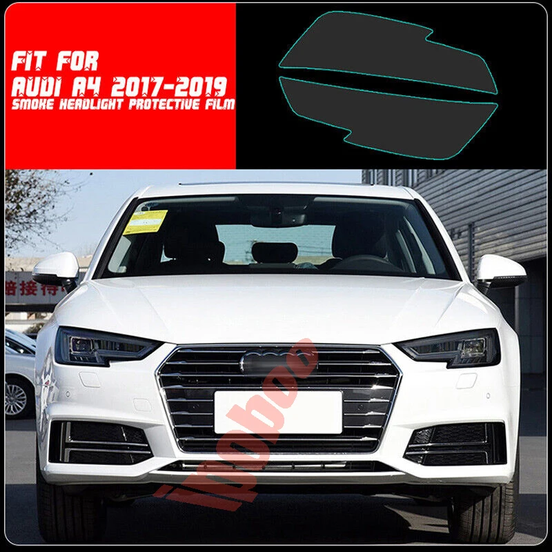 

Car LH+RH Smoke TPU Headlights Protective Precut Film Sticker Cover Trim For Audi A4 2017-2019