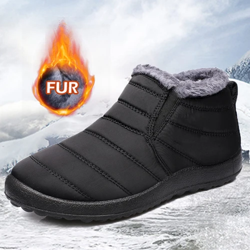 남성용 스노우 웜 부츠, 플랫 스니커즈, 편안한 남성 신발, 커플 방수 앵클 부츠, 남성 작업 신발, 겨울 