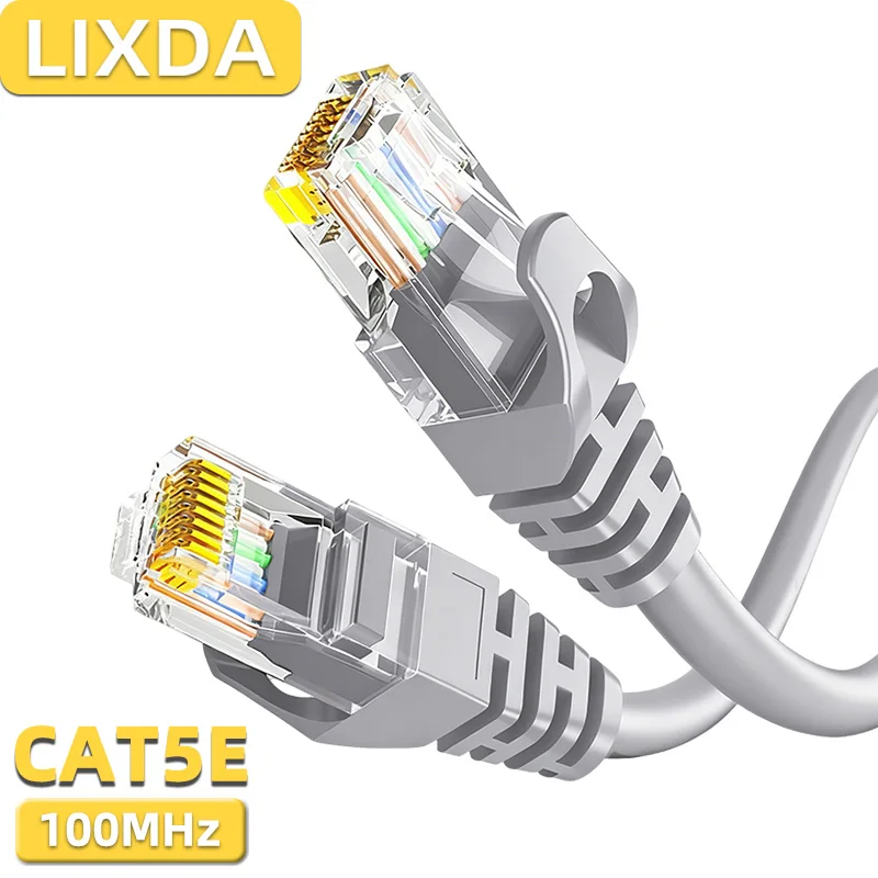 كابل LIXDA Cat5e Ethernet بطول 100 قدم، كابل شبكة LAN مستدير، سلك تصحيح RJ45 مرن، سرعة عالية لمودم ألعاب الكمبيوتر المحمول