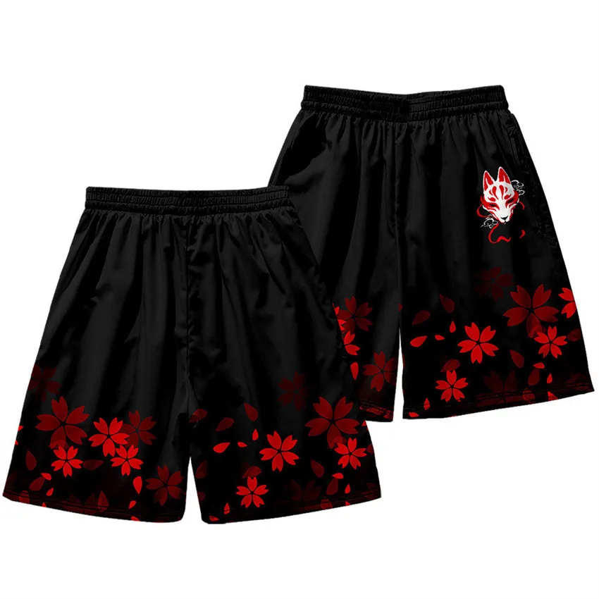 Chinese Dragon Heren Streetwear Strandshort Casual Harajuku Sweatshorts Jongens Anime Elastische Taille Zwarte Gymshort Oversized