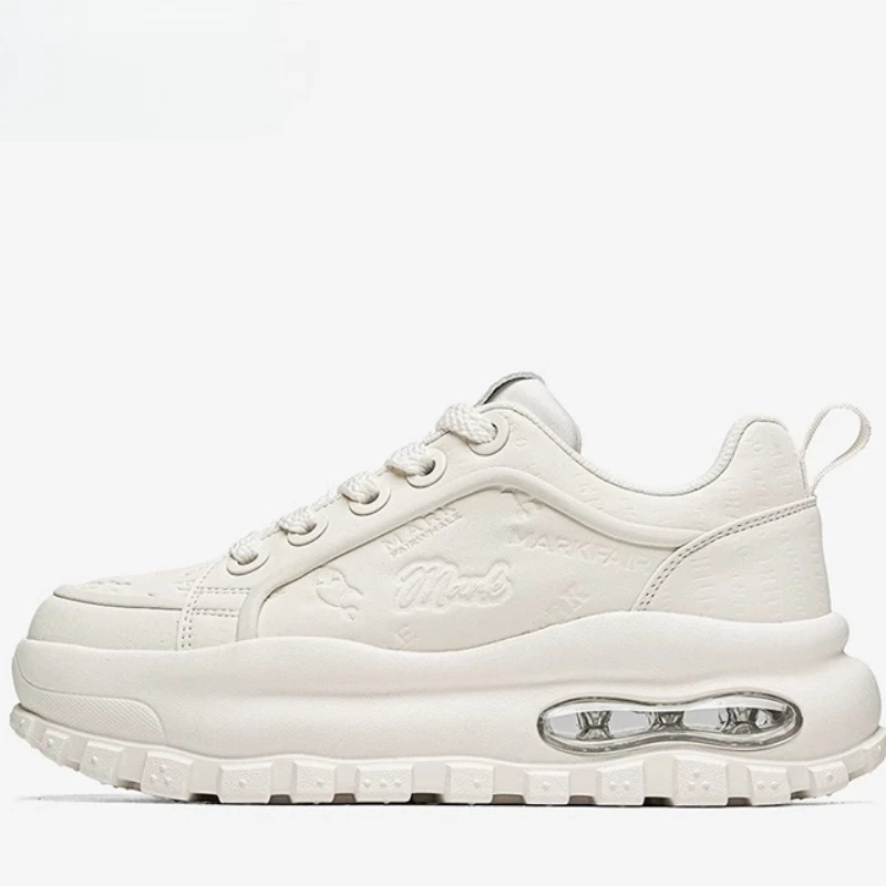 Men's Spring Comfortable Soft Soled Breathable Trendy Sports Casual Daddy Shoes Male Genuine Leather White Heightening Shoes for