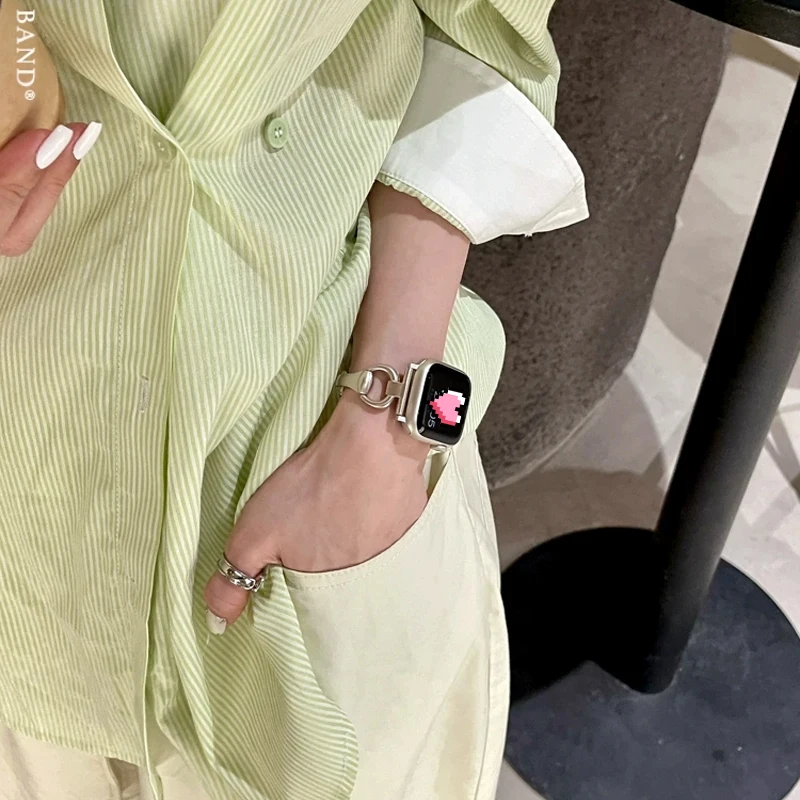 Cinturino in metallo Y2k per cinturino Apple Watch 49mm 41mm 45mm 38mm 42mm 44mm 40mm cinturino da donna sottile per iWatch Ultra 8 7 SE 6 5 4