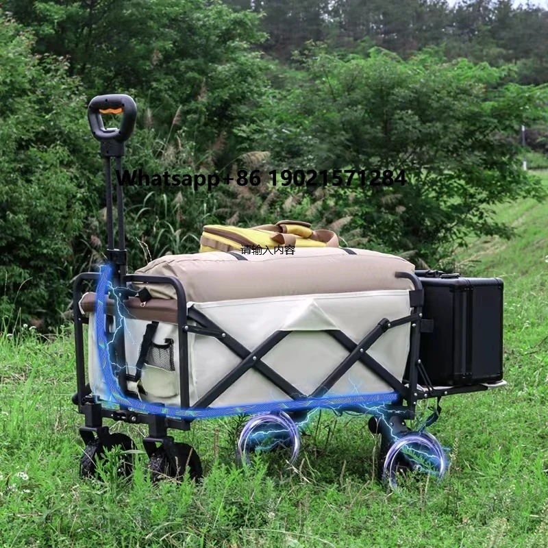 

World's First Remote Control Electric Camping Cart Small Outdoor Travel Push Cart for Parent-Child Shopping and Storage