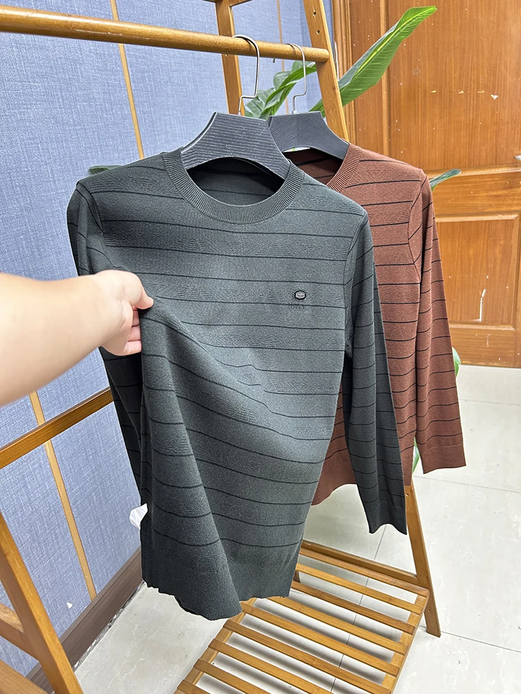 

Мужской повседневный трикотаж из смеси шерсти, тонкий базовый слой, эластичный, тонкий, переплетенный, мягкий, удобный, дышащий, длинный све, круглый...