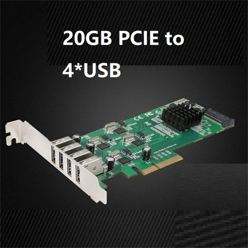 12pc 20 Гбит / с PCIe до USB Адаптер 4 Independent Pass USB3.0.