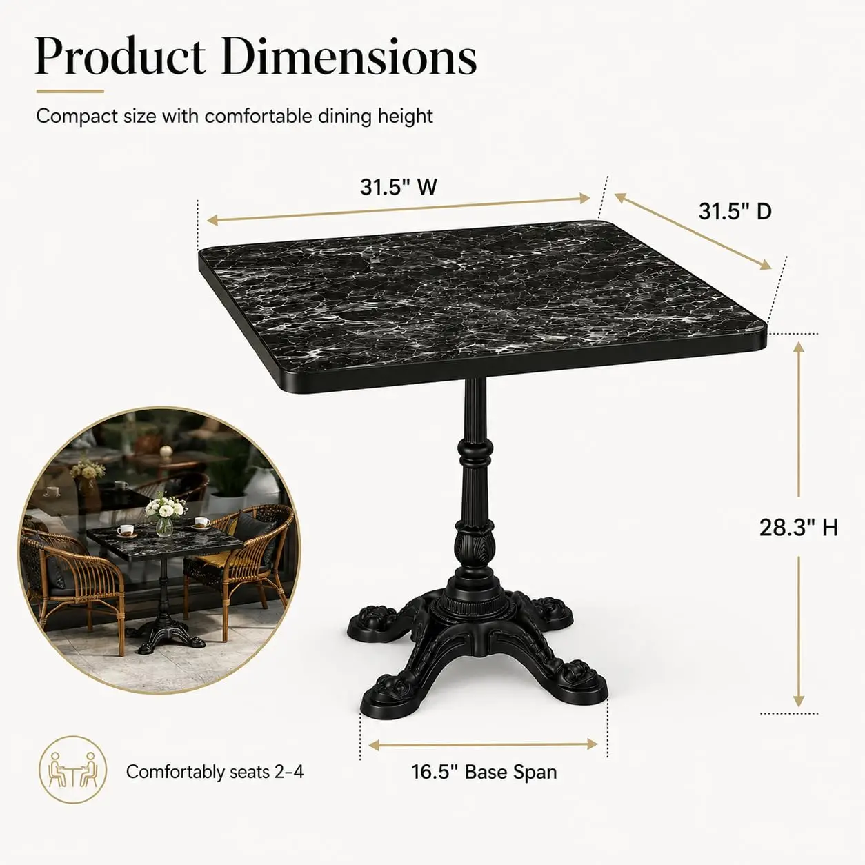 Outdoor Bistro Table, 31.5