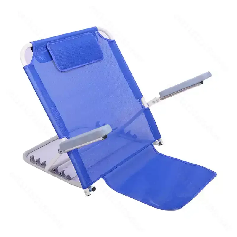 Home Nursing Care Equipment, Stainless Steel Folding Bed Backrest Support Legless Semi-Reclining Bedside Chair for Elderly