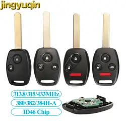 Jingyuqin FSK 313.8/315/433.9MHZ ID46 Remote Car Key For Honda CR-V Civic Insight Accord Element 2003-2010 G8D-380/382/384H-A