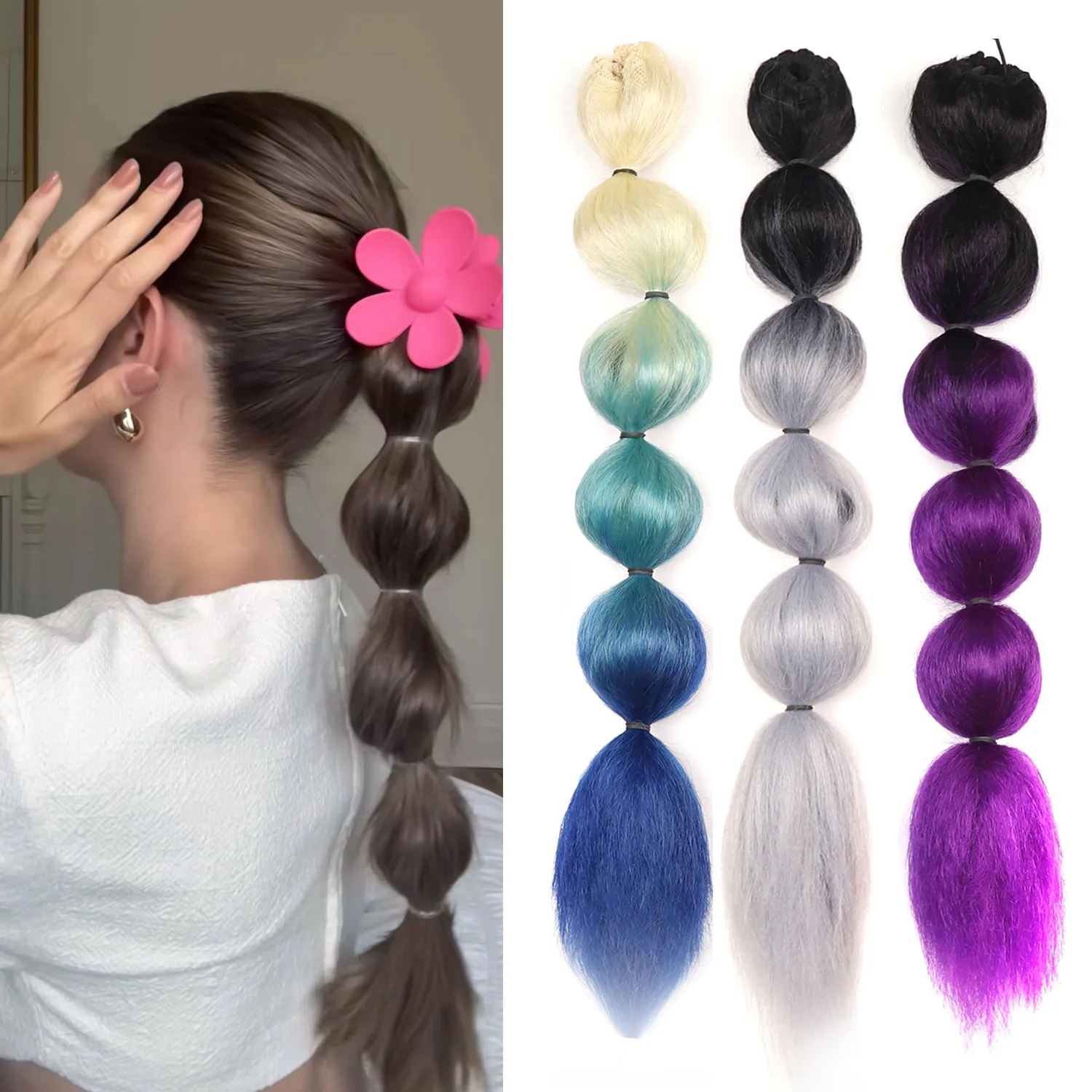 Bubble Ponytail Extension Elastic String Cute Braid Long Hairpieces New Hair Trend Stylish for Women Daily Party Looks