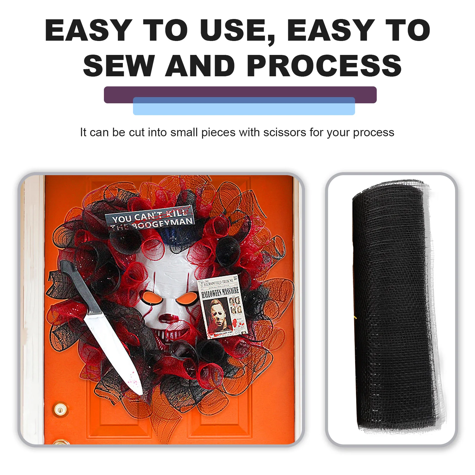 

4 Rolls Halloween Garland DIY Gauze Handmade Craft Ribbons Gift Wrap Wreath Making Party Decoration Halloween Garland Gauze