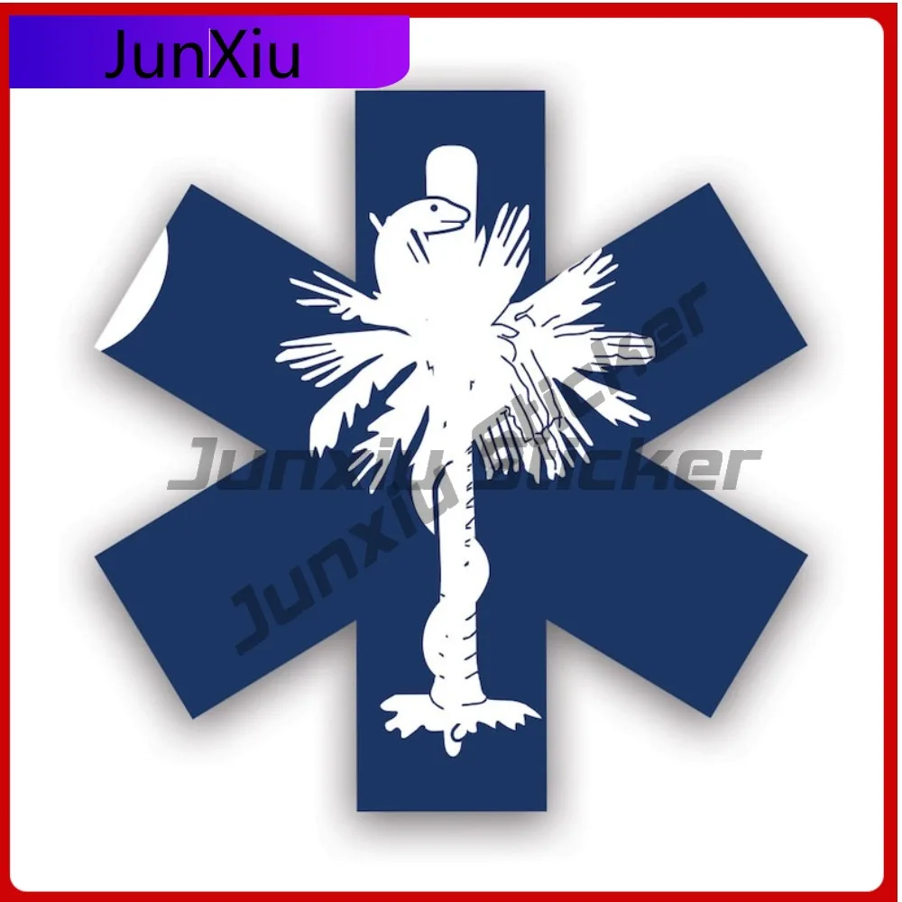 

Vintage South Carolina Star Of Life Flag Sticker Uv Protected Decalsems Emt Emergency Meidcal Services Rod Asclepius Sc