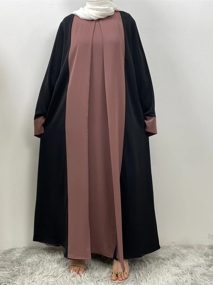 Eid Muslim Party Dress for Women Ramadan Abaya Fake 2 Piece Long Dress Morocco Vestidos Largos Dubai Turkey Robe Jalabiya 2024